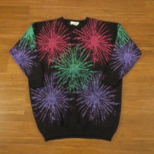 1980s Vintage Sweater Size Large Metallic Firework